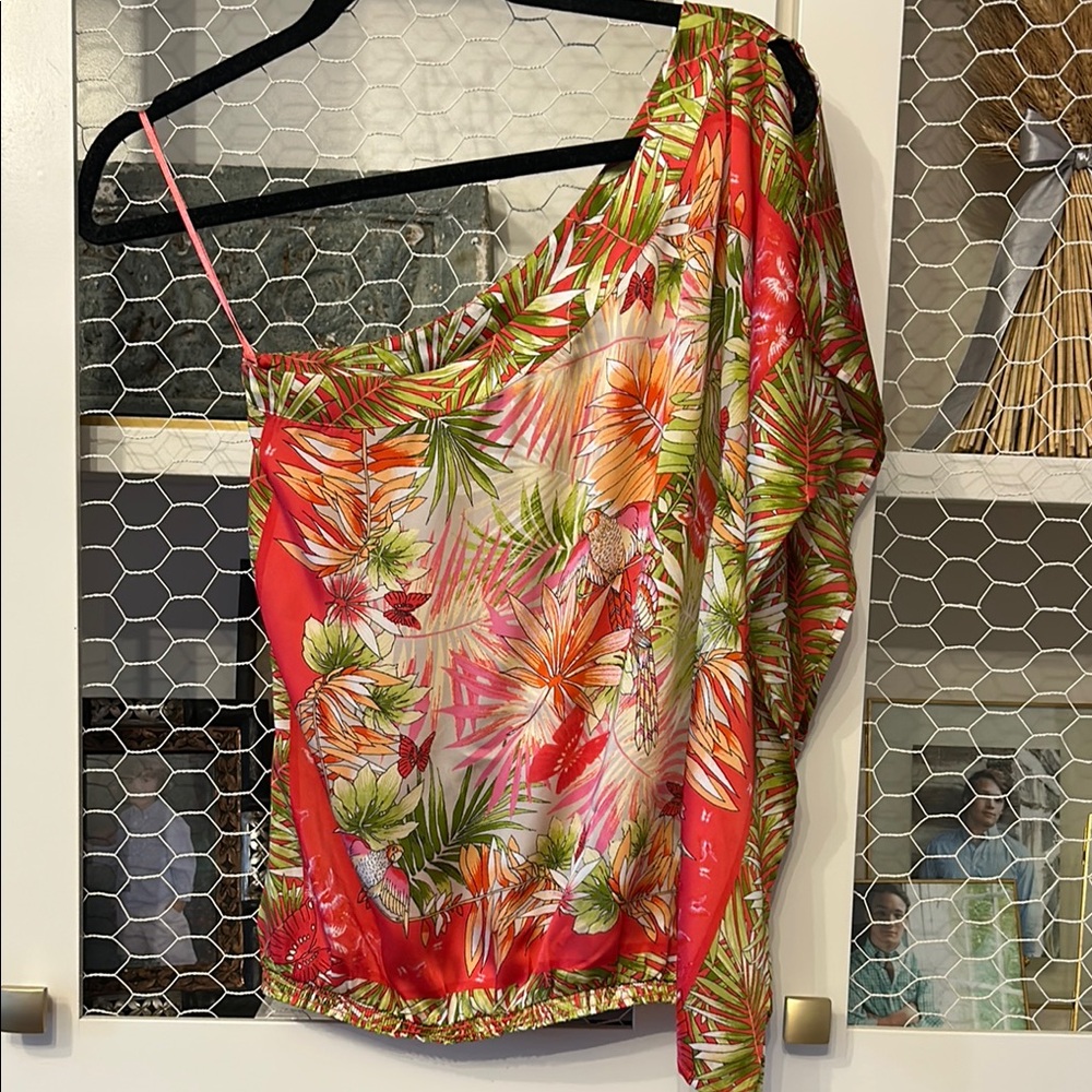 Tropical One-Shoulder Top